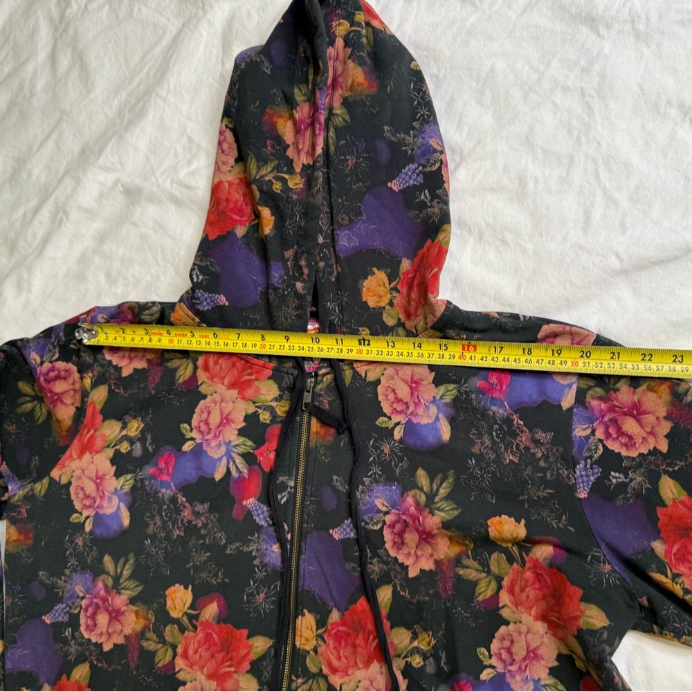 Johnny Was Los Angeles Floral Zip Hoodie XXL Black Cotton Stretch Boho Artsy - Picture 11 of 13